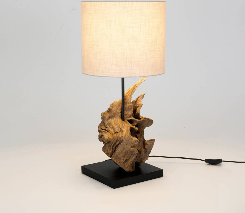 Filicudi bordlampe, beige/trefarget, høyde 60 cm, lin