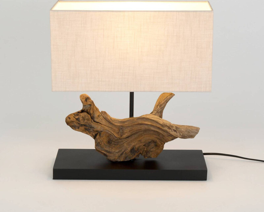 Lipari bordlampe, trefarget/beige, høyde 41 cm, lin