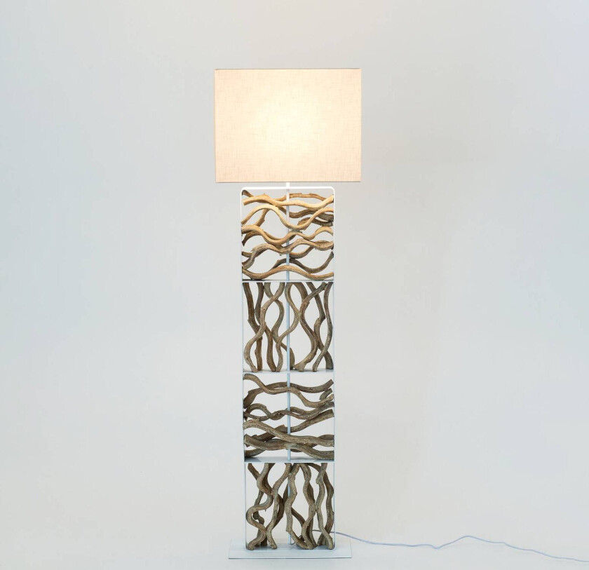 Tremiti gulvlampe, trefarget/beige, høyde 160 cm, tre