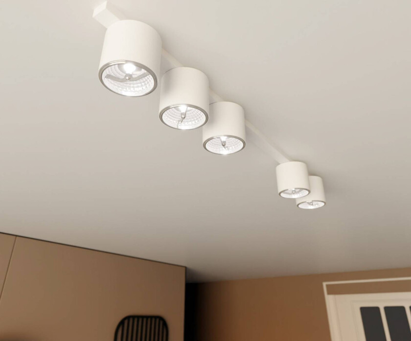 Nano taklampe, hvit, 5-lys, metall