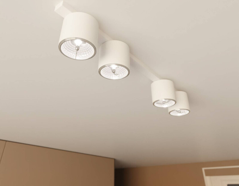 Nano taklampe, hvit, 4 lys, metall