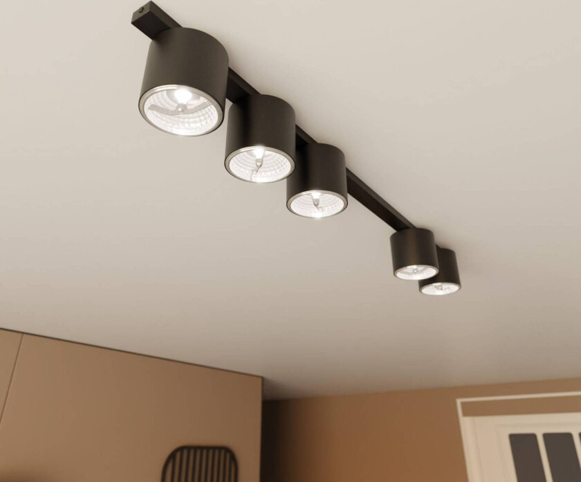 Nano taklampe, svart, 5-lys, metall