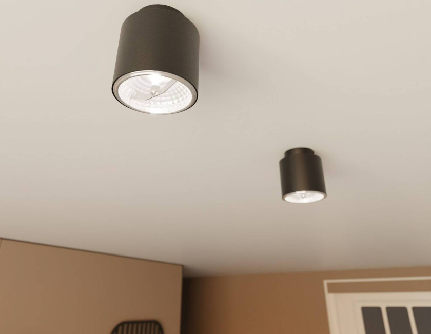 Nano taklampe, svart, 1-lys, metall