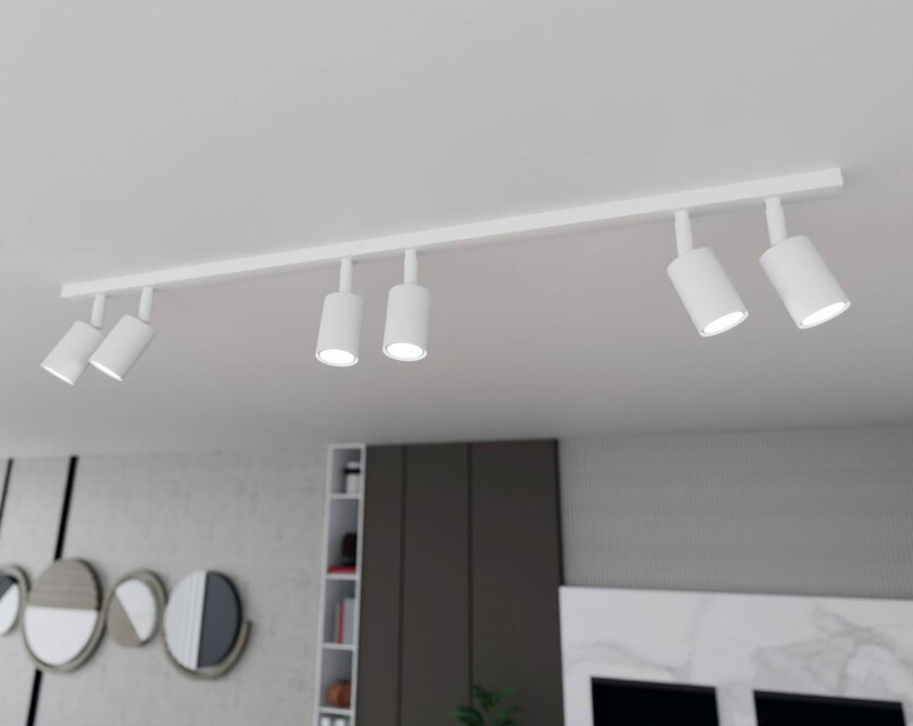 Taklampe Flash, hvit, 6 lamper, metall