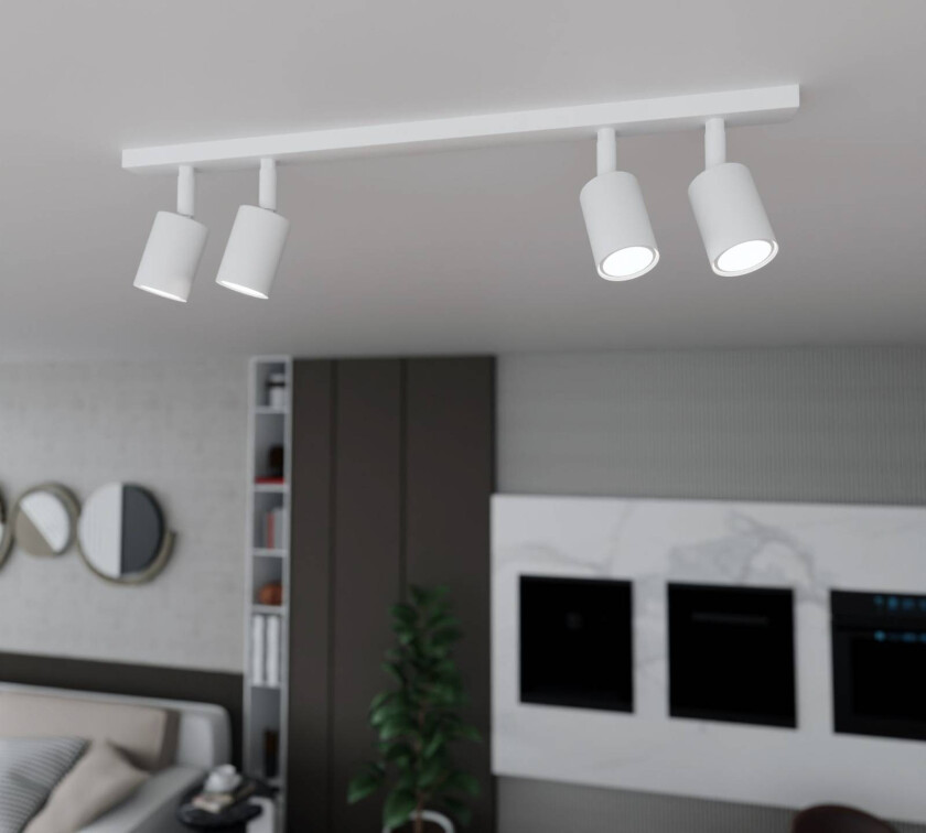 Taklampe Flash, hvit, 4 lamper, metall