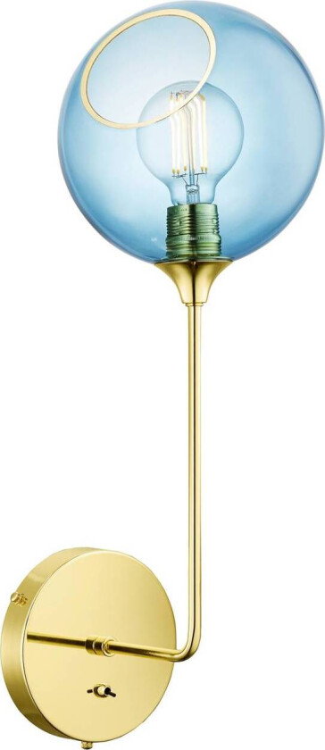 Ballroom Long-vegglampe, blå, glass, håndblåst