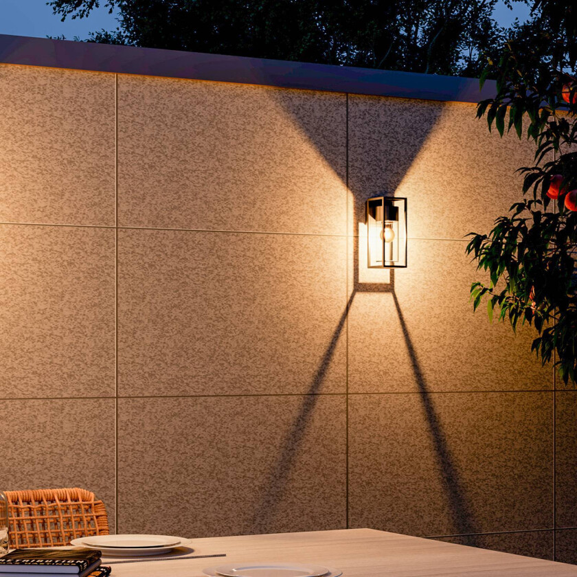utendørs vegglampe, bunnuttak, aluminium, svart