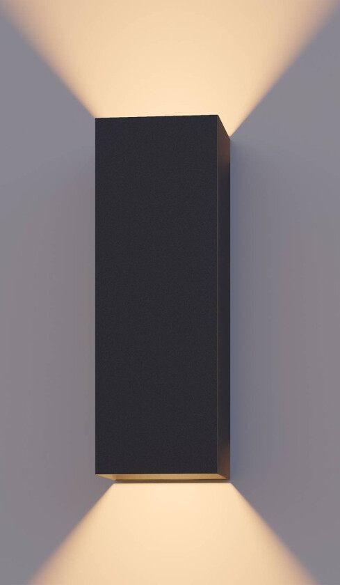 LED utendørs vegglampe Rektangel opp/ned høyde 23cm sort