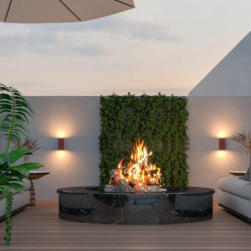 utvendig vegglampe GU10, opp/ned, høyde 15 cm, rustbrun