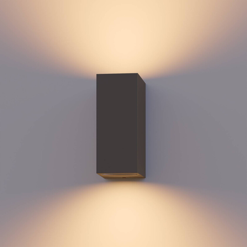 utendørs vegglampe GU10, opp/ned, høyde 15 cm, antrasitt
