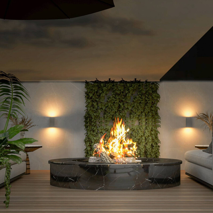 utendørs vegglampe GU10, opp/ned, høyde 15 cm, svart