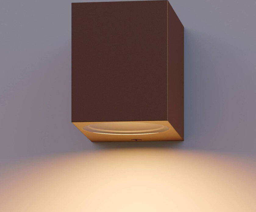 utendørs vegglampe GU10, downlight, høyde 8 cm, rustbrun