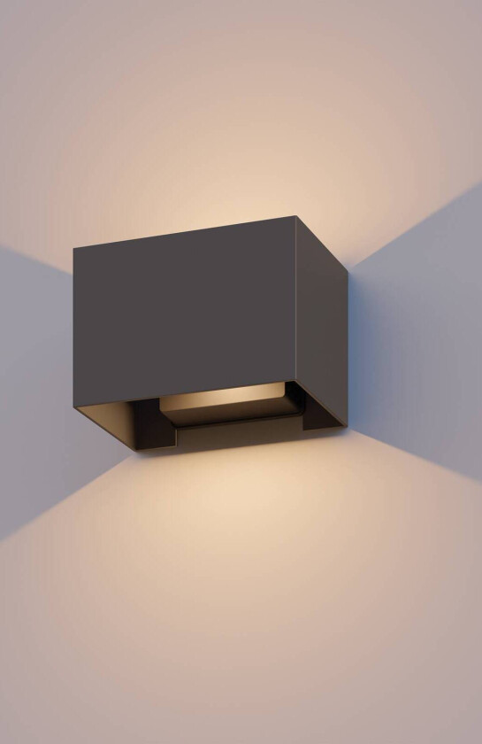 utendørs vegglampe Rektangel opp/ned høyde 10cm antracit