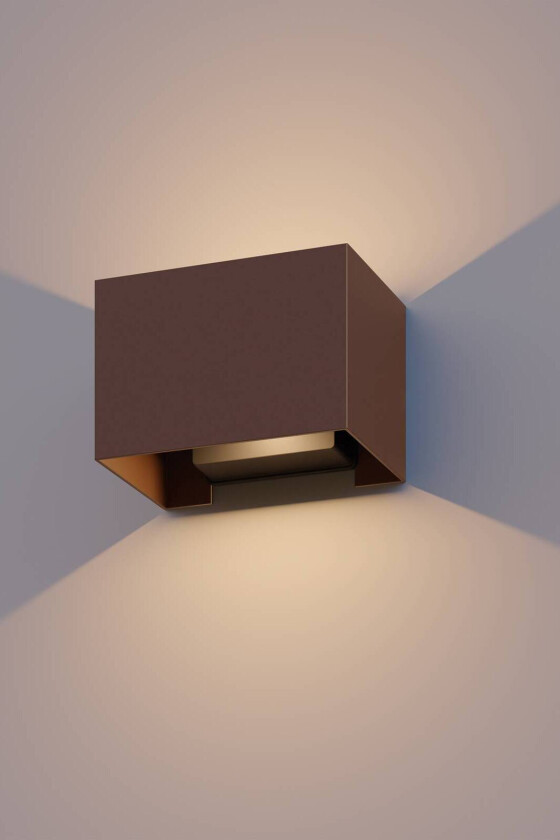 utendørs vegglampe Rektangel opp/ned høyde 10cm rustbrun