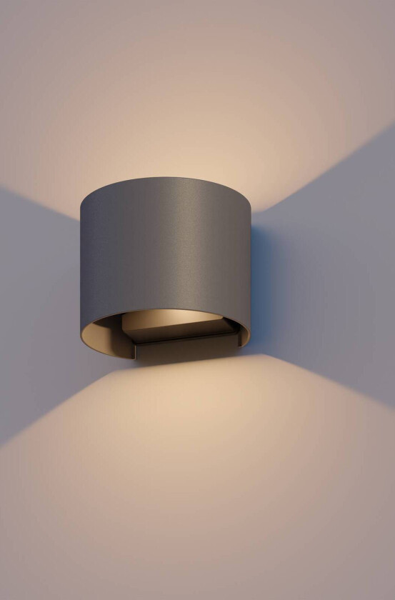 LED utendørs vegglampe Oval, opp/ned, høyde 10 cm, antrasitt