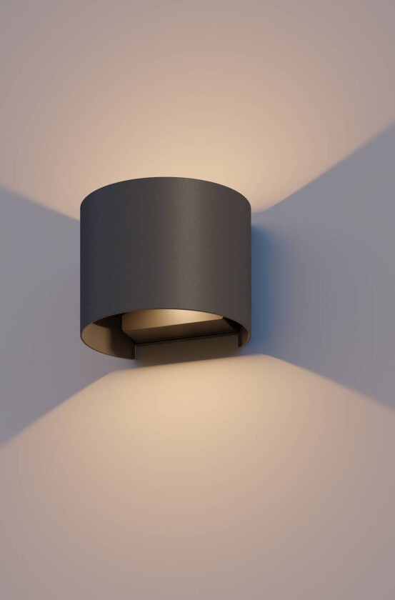 LED utendørs LED-vegglampe Oval, opp/ned, høyde 10 cm, svart