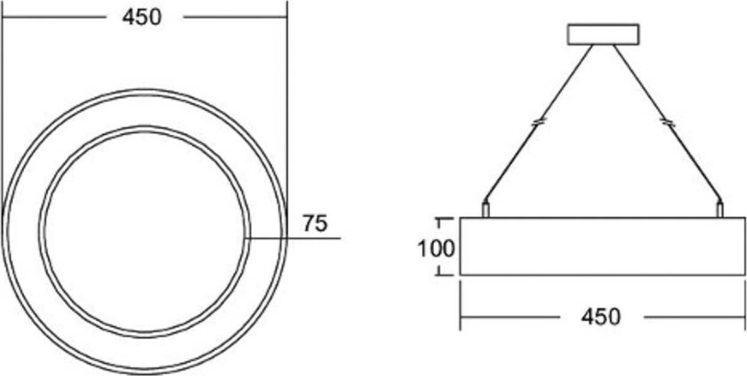 Biro Circle Ring direkte Ø 45cm on/off svart 3000K