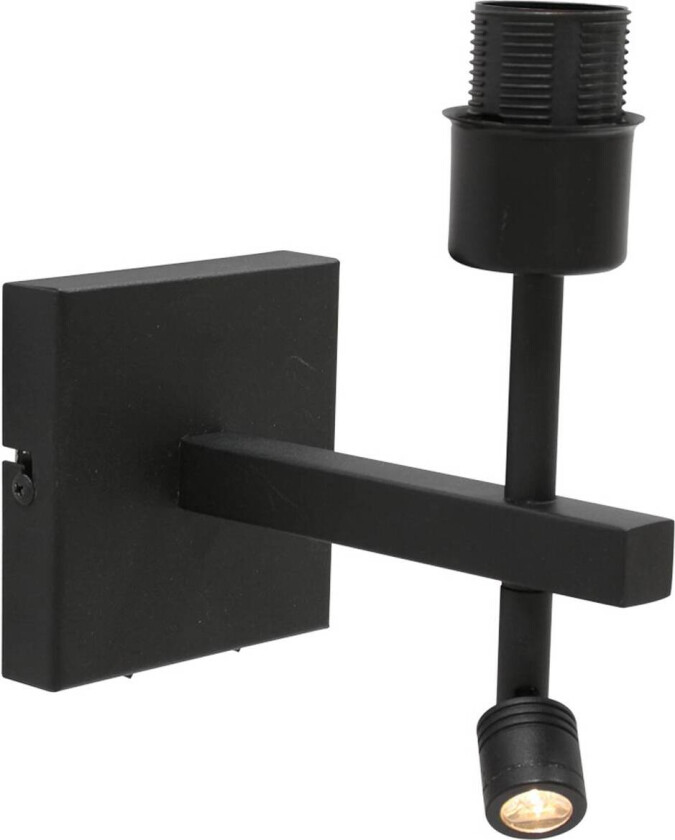 Stang-vegglampe, LED-leselampe, naturlig flettet flettverk