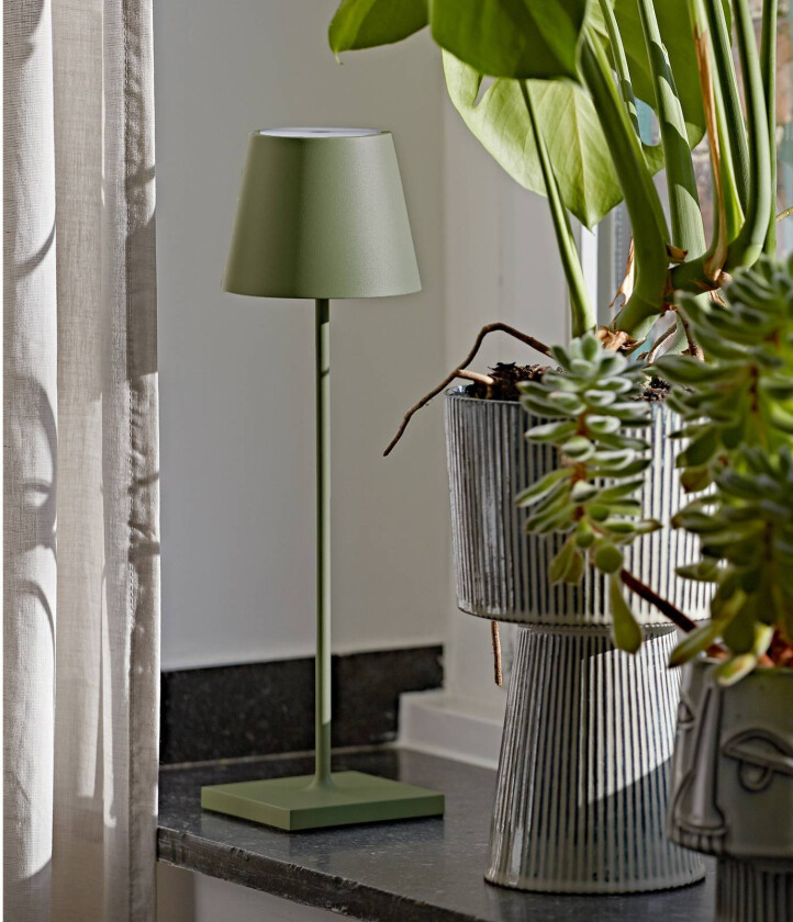 Nuindie LED oppladbar bordlampe, USB-C, grangrønn, IP54, dimbar