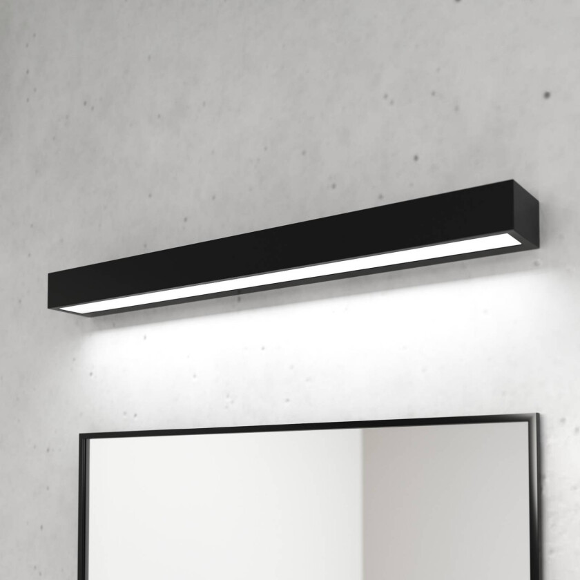 Vola LED-vegglampe for baderom, IP44, svart, 4000 K, bredde 60 cm