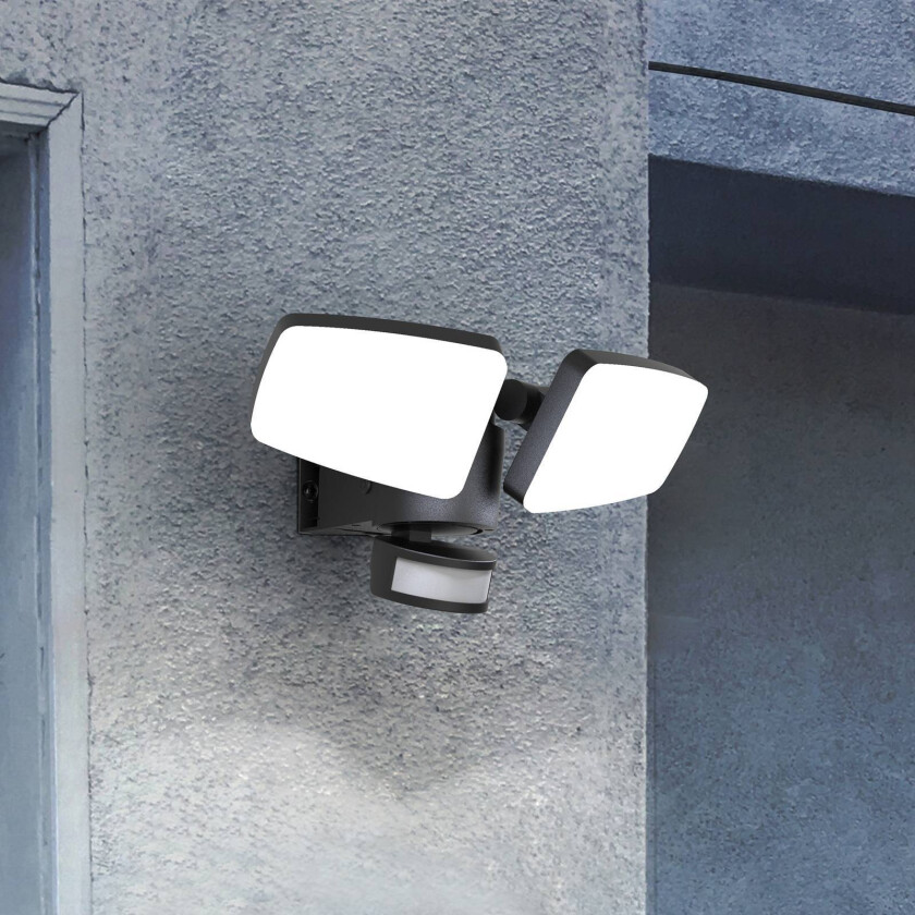 LED solcelledrevet utendørs vegglampe Duplex, 2-lys, hjørnemontering