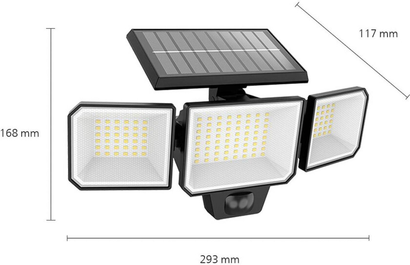 LED solcellevegglampe Nysil, 3 lys, sensor