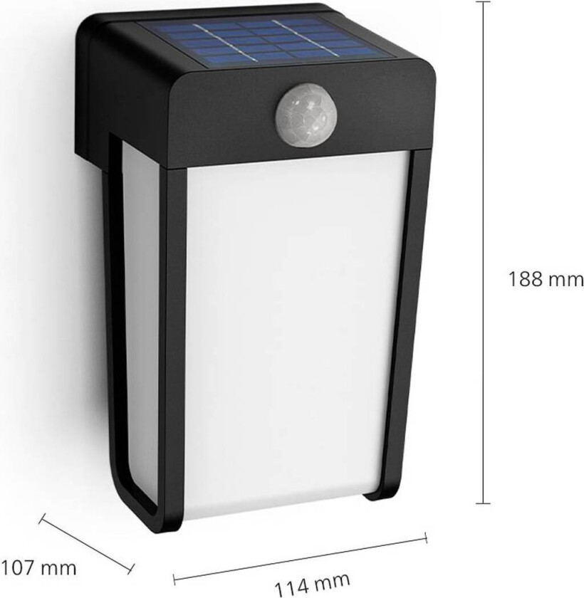 LED solcellevegglampe Avdekning, svart/opal, sensor