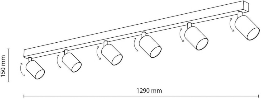 Downlight Top, justerbar, brun, 6 lyskilder, lineær