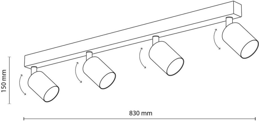 Downlight Top, justerbar, brun, 4 lyskilder, lineær