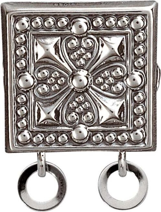 Beltestøl i 830 oksidert sølv med ringløv