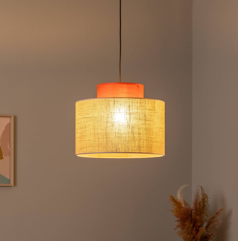 Duo pendellampe, skjerm i jute, rustbrun/naturbrun, Ø 38 cm