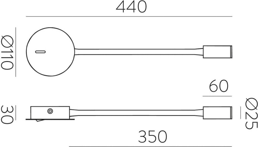 Lyon LED-veggmontert leselampe, fleksibel arm, bryter, hvit
