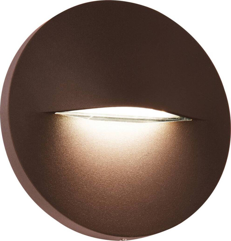 LED utendørs vegglampe Vita, rustbrun, Ø 14 cm