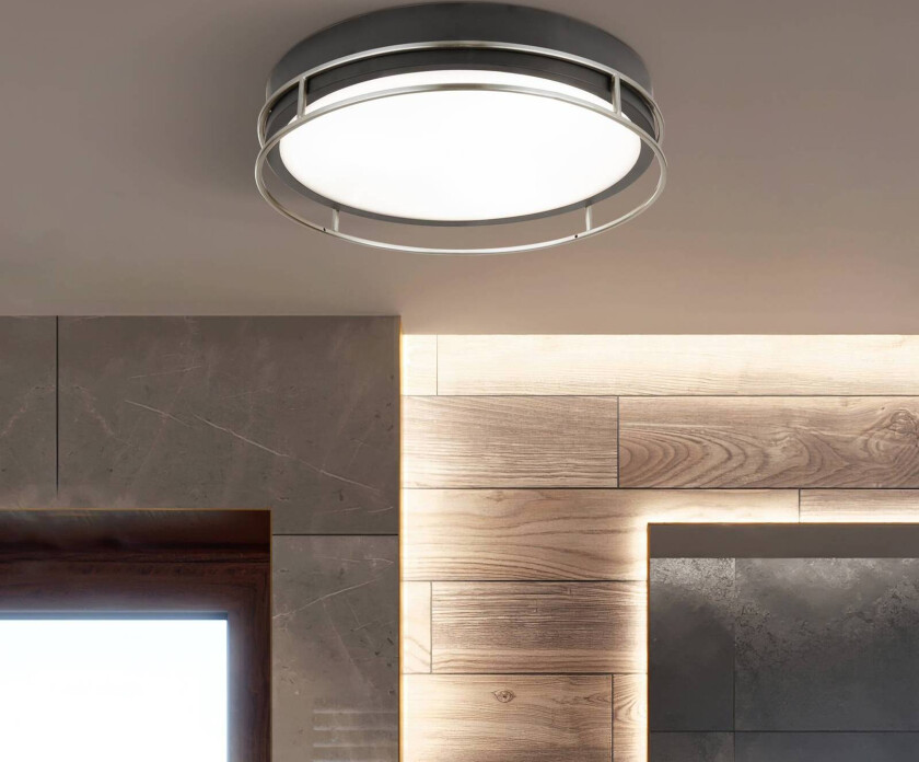 Phoenix taklampe, Ø 30 cm, svart/krom, IP44