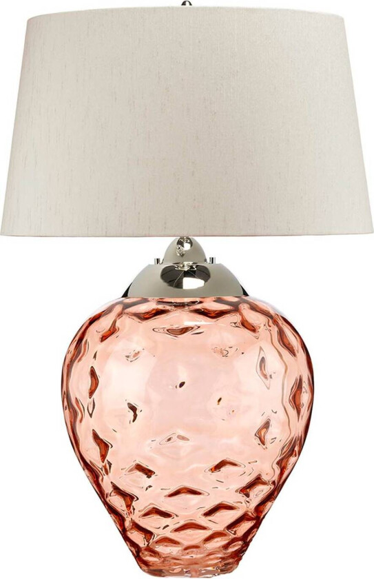 Samara bordlampe, Ø 51 cm, laks, stoff, glass, 2-lys, 2-lampe