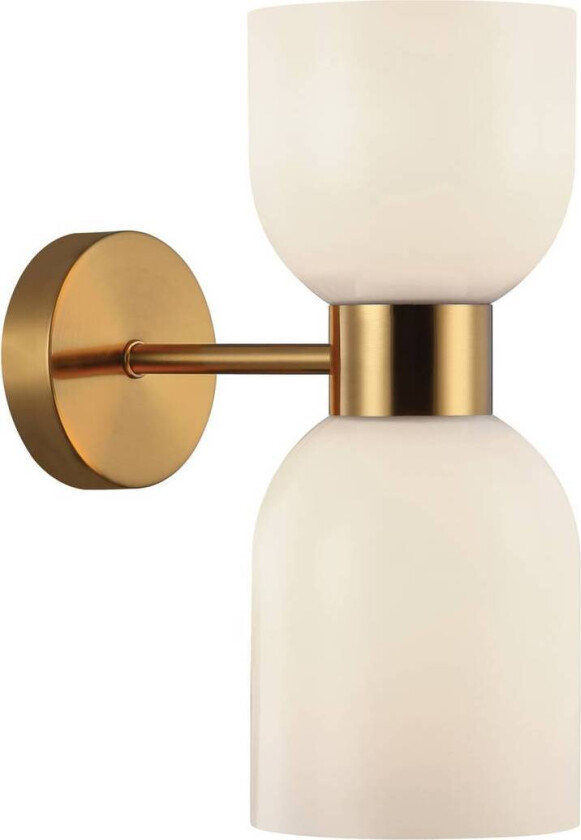 Memory-vegglampe, glass, bronse/hvit, 2-lampe