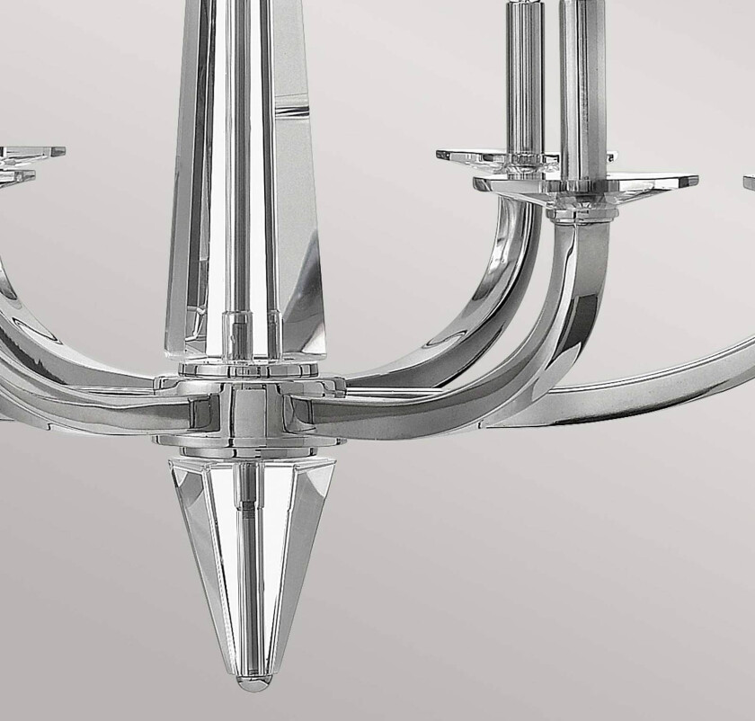Lysekrone Ascher, polert nikkel, 6 lyskilder