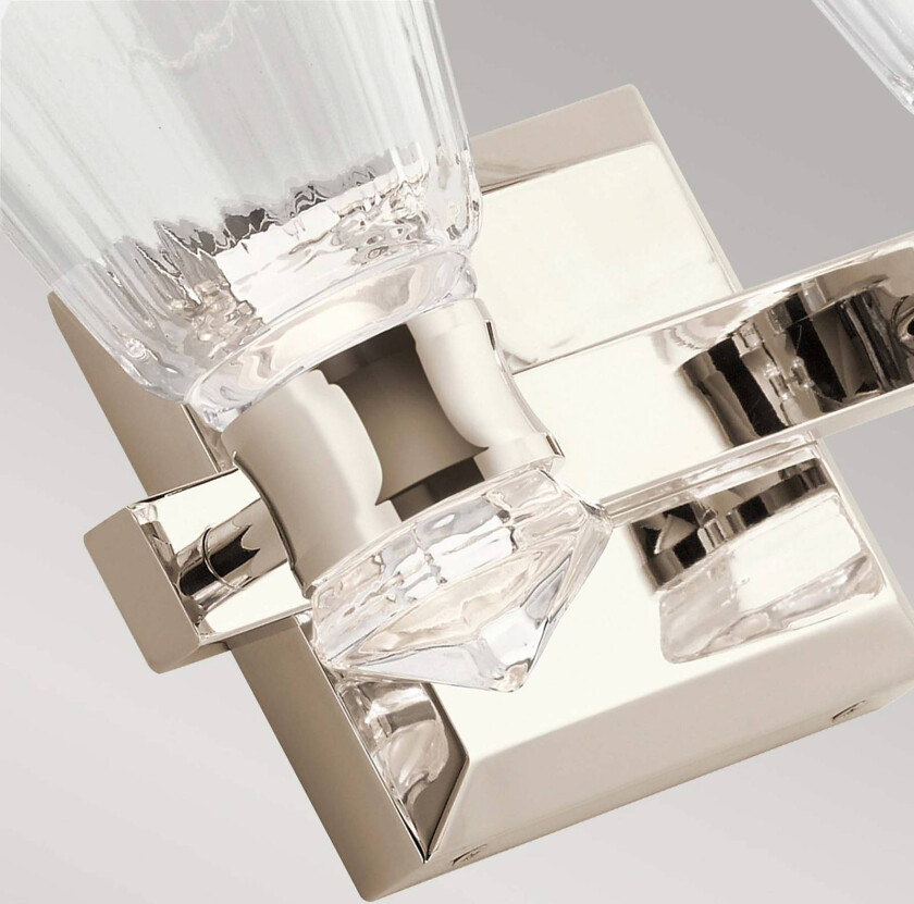 Kayva LED-vegglampe, IP44, 2-lys, polert nikkel