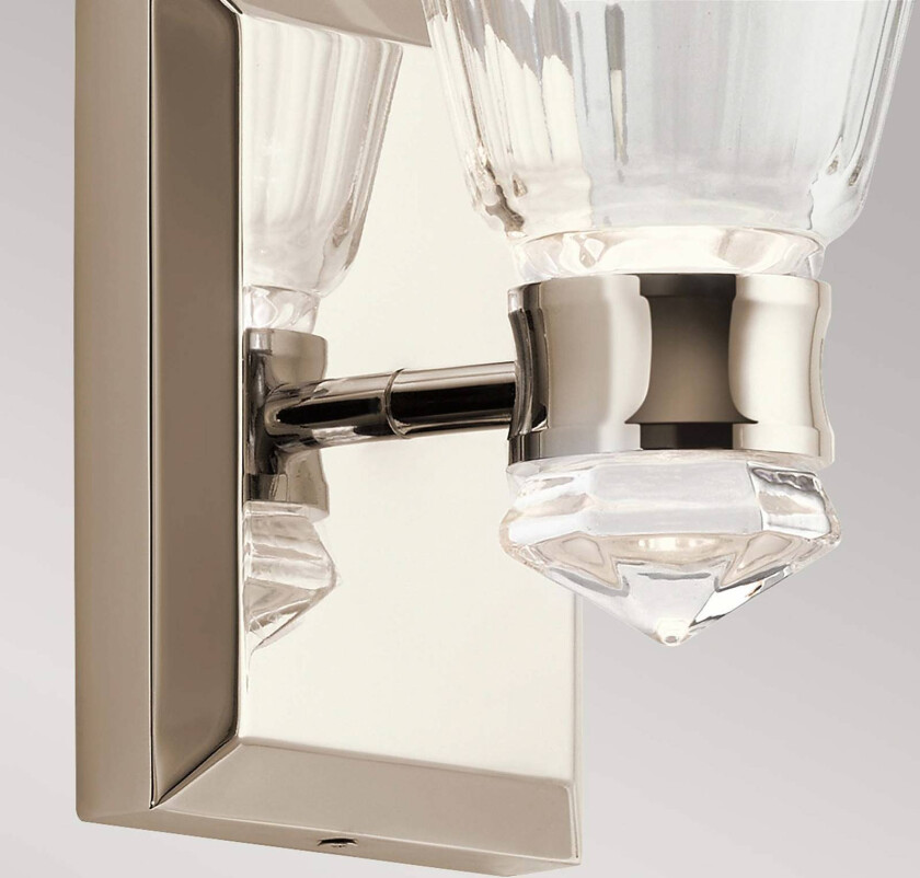 Kayva LED-vegglampe, IP44, 1-lampe, polert nikkel