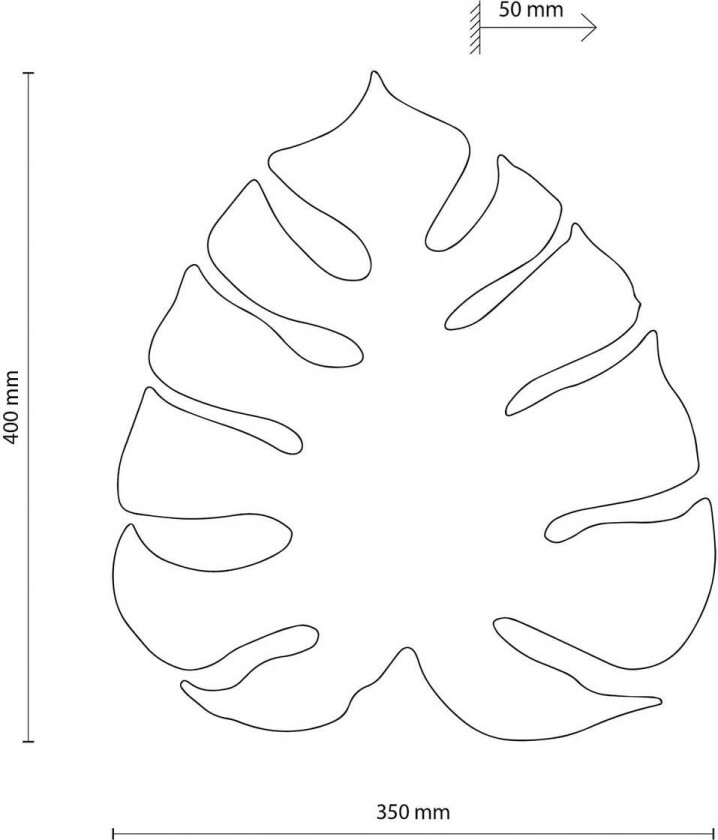 -vegglampe Folah, bladformet, valnøtt, 40 x 35 cm