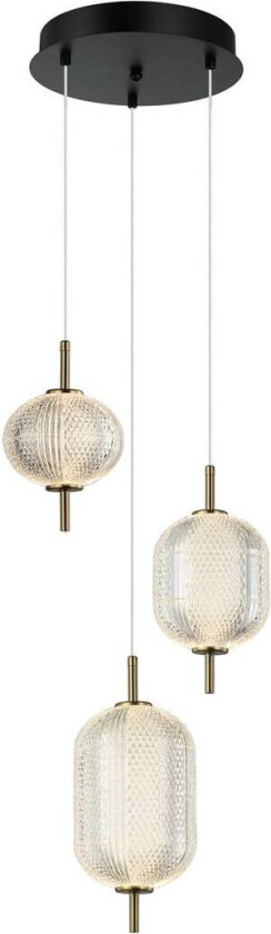 LED-pendellampe Pellucid, bronsefarget/klar, 3-lys