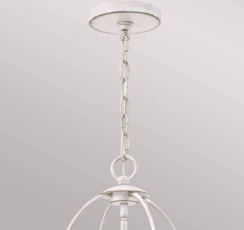 Bradbury pendellampe, fire lys, hvit