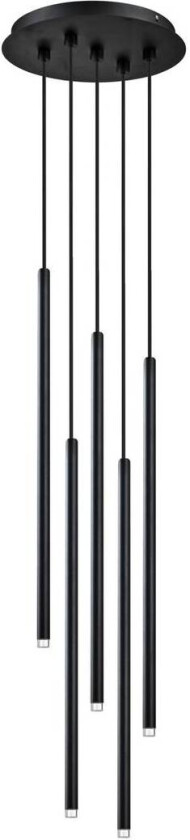 Zenia LED-pendellampe, matt svart, 5 lamper