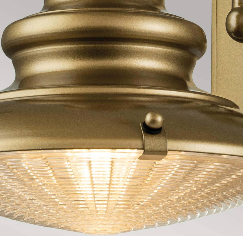 Utendørs vegglampe Redding Station S, messingfarget, Ø 22,9 cm