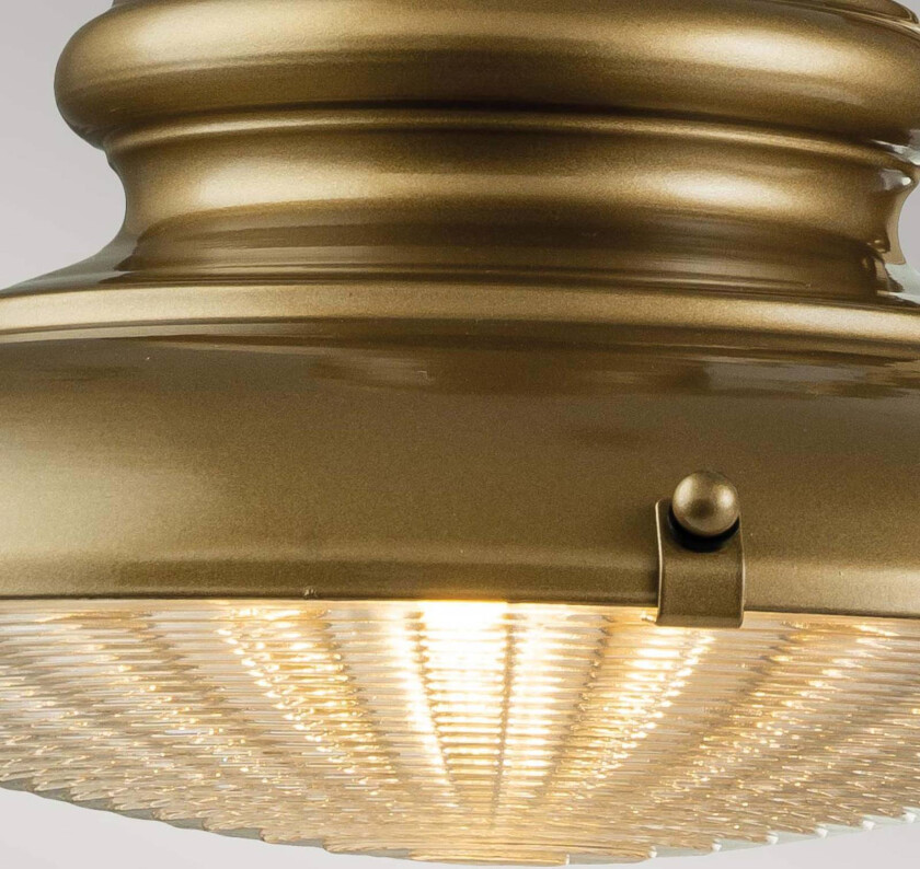 Utendørs vegglampe Redding Station M, messingfarget, Ø 30,5 cm