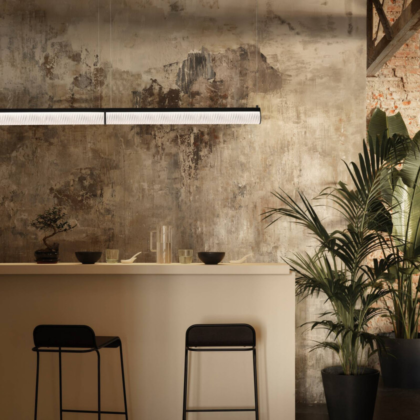 LED-hengelampe Modula Double, krystall, svart