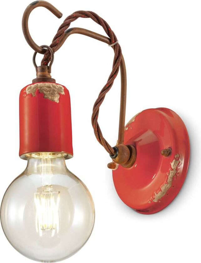 C665 vegglampe i vintagestil, rød