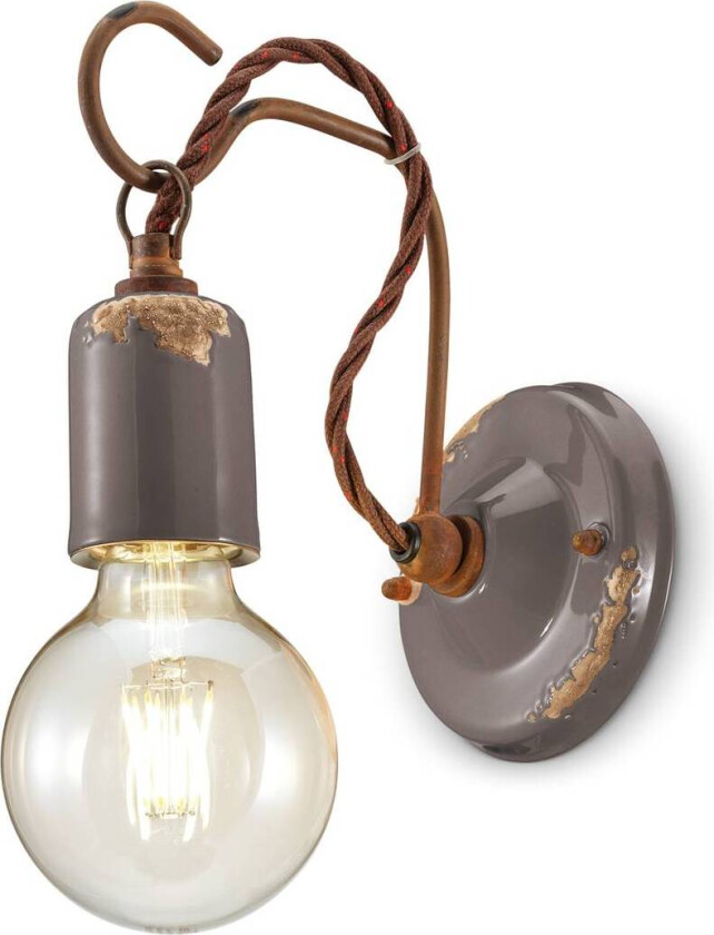 C665 vegglampe i vintagestil, grå