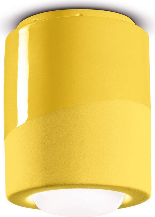 Taklampe PI, sylindrisk, Ø 12,5 cm, gul