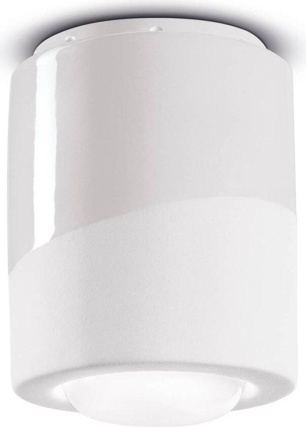 Taklampe PI, sylindrisk, Ø 12,5 cm, hvit